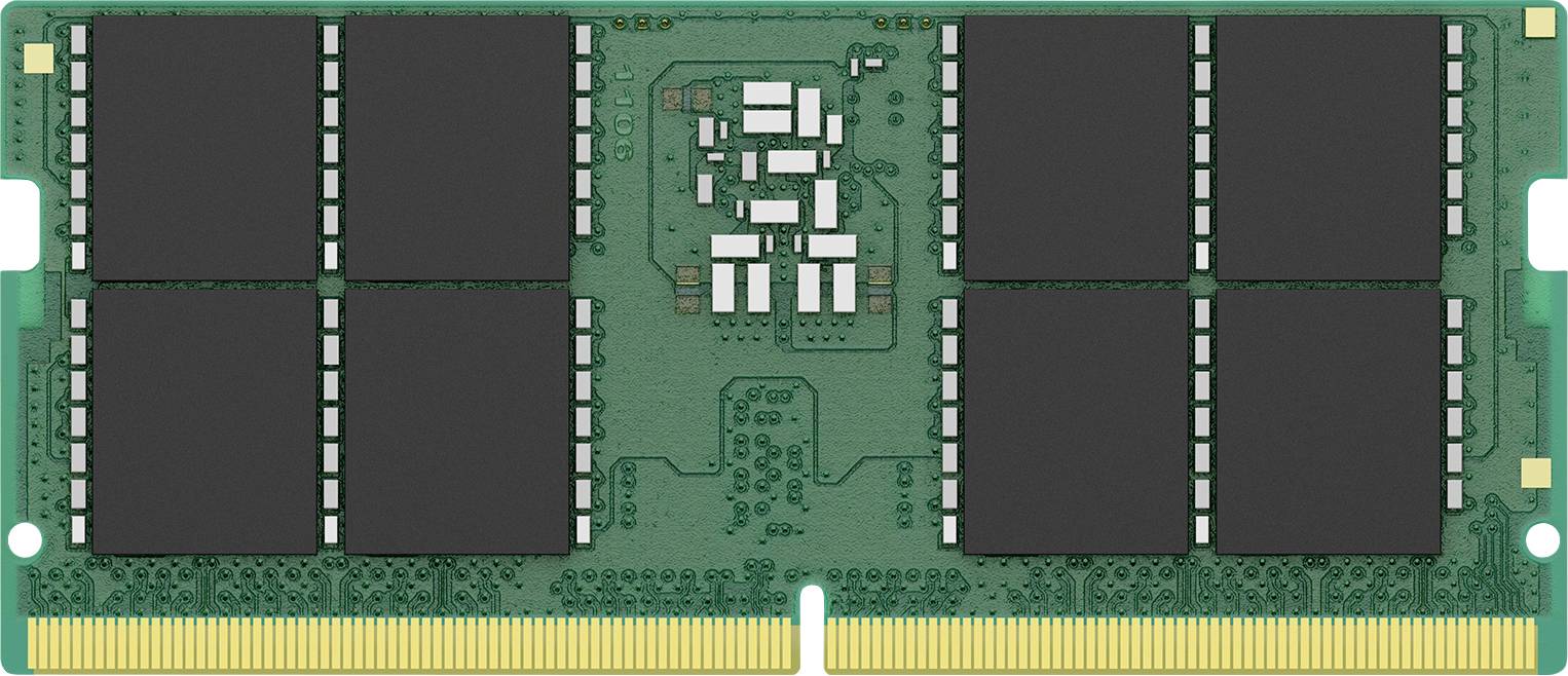 Bild eines grünen RAM-Moduls mit mehreren schwarzen Speicherchips darauf. Es zeigt die typische Struktur eines Desktop-Speicherriegels.