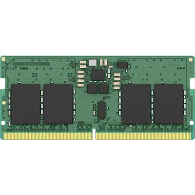 Ein grünes RAM-Modul mit acht schwarzen Speicherchips und goldenen Kontaktstiften, verwendet in Computern zur Erweiterung des Arbeitsspeichers.