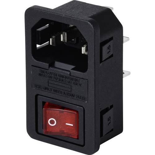 TRU COMPONENTS TC-13599520 Kaltgeräte-Steckverbinder Stecker, Einbau vertikal Gesamtpolzahl: 3 10 A Schwarz 1 St.