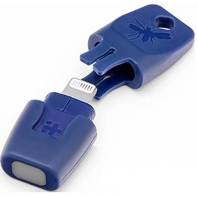 Blauer USB-Dongle mit abnehmbarem Verschlusskappe, zeigt ein Blitz-Logo. Dient zur sicheren Speicherung digitaler Schlüssel.