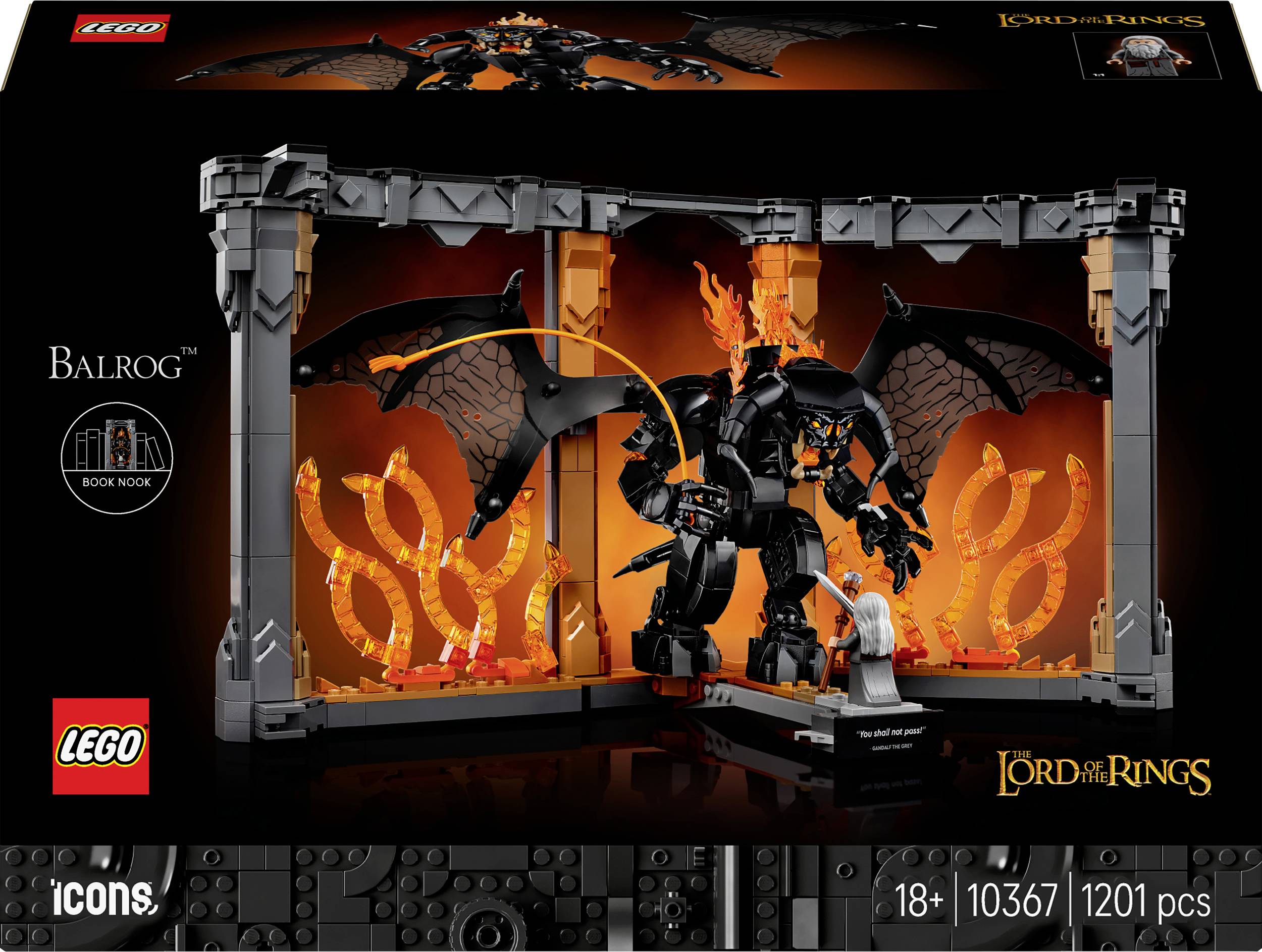 LEGO® ICONS™ 10367 Der Herr der Ringe: Balrog Bücherstütze