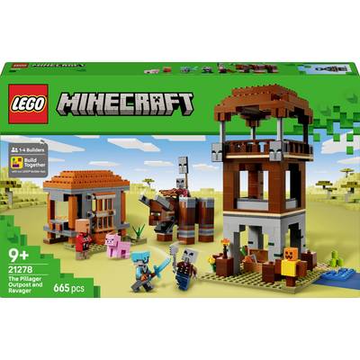 LEGO Minecraft-Set 'Pillager-Außenposten' für Kinder ab 9 Jahren mit Figuren und Bauwerken aus dem Videospiel, 665 Teile.