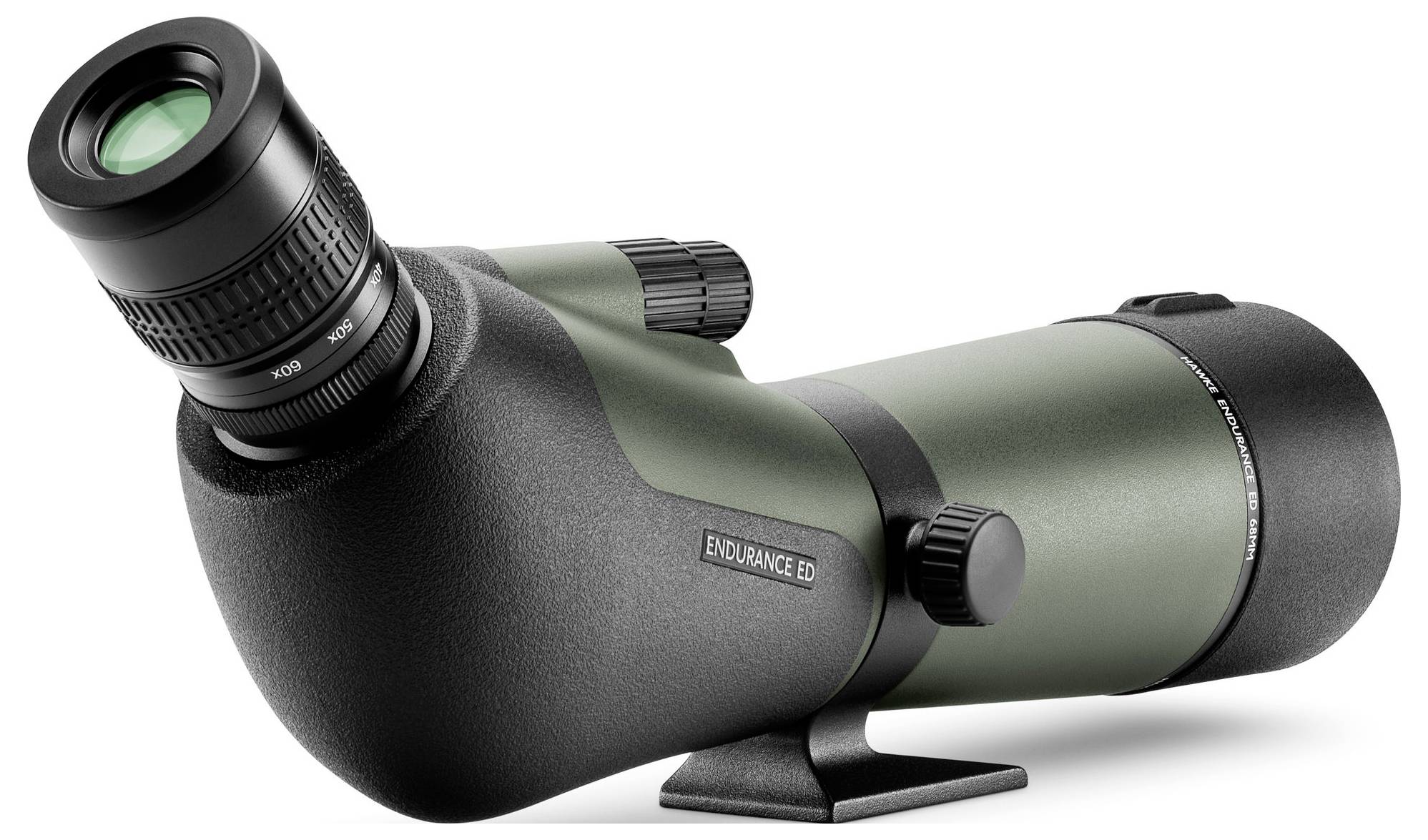 Ein grünes und schwarzes Spektiv mit verstellbarem Zoom und Okular, ideal für Vogelbeobachtung oder Naturstudien.