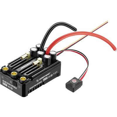 Ein elektronischer Geschwindigkeitsregler (ESC) für RC-Fahrzeuge mit mehreren Kabeln zur Stromversorgung und Steuerung.