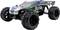 Spielzeug-RC-Auto in Schwarz mit buntem Design und großer grobstolliger Bereifung, Modell 'Evolution X'.