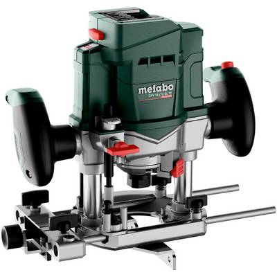 Schnurloser Metabo-Tauchfräser mit doppelten Seitengriffen und transparenter Grundplatte, dargestellt in einer produktstylisierten Ansicht auf weißem Hintergrund.