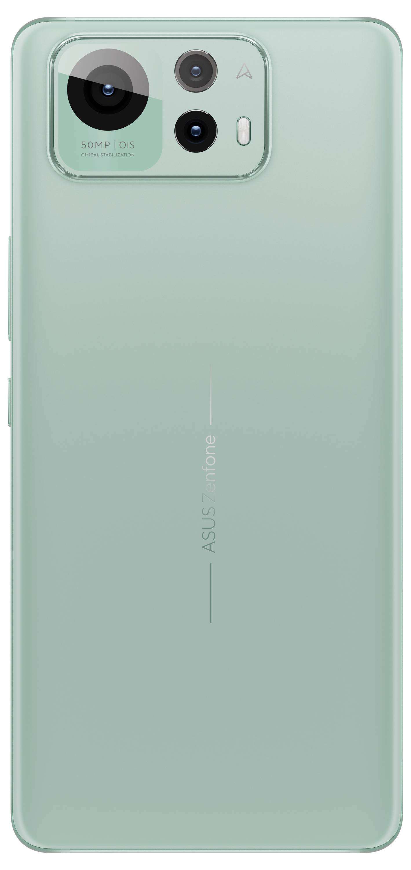 Ein grünes Smartphone von hinten mit drei Kameralinsen. Aufschrift: '50 MP'. Schlichtes Design ohne sichtbare Tasten oder Logos.