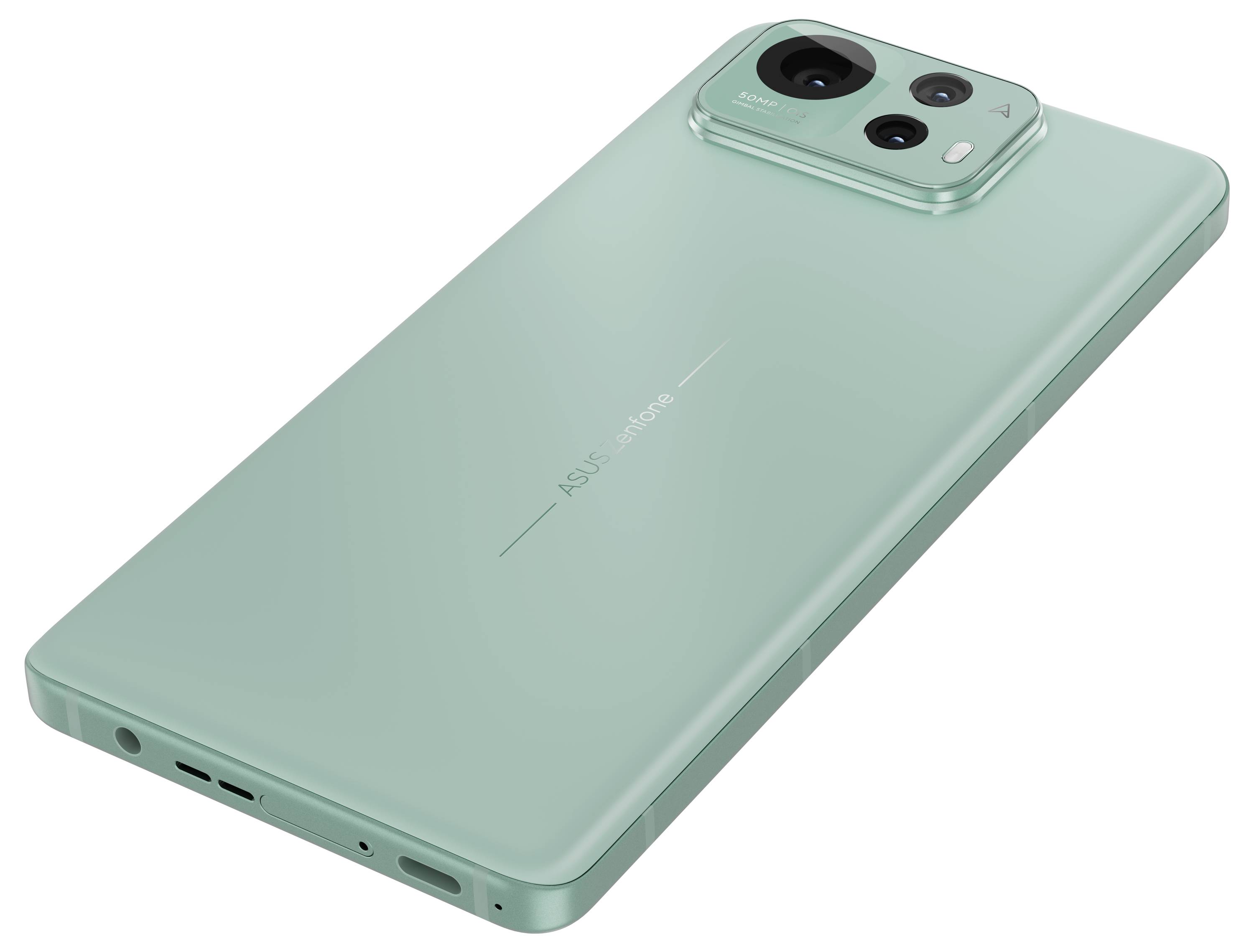 Ein grünes Smartphone von hinten mit drei Kameras und einem Blitz. Das Design ist schlank und modern.