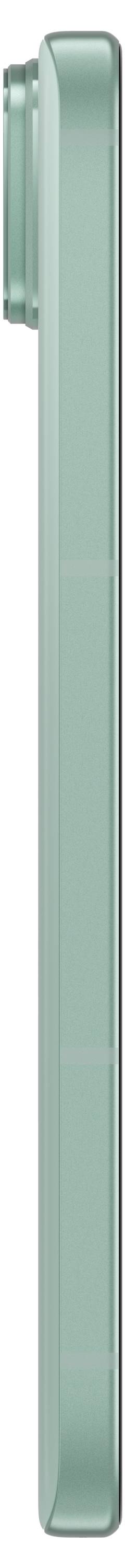 Rückseite eines Mobiltelefons in grüner Farbe, mit mehreren Kameralinsen und einem schlanken Design.