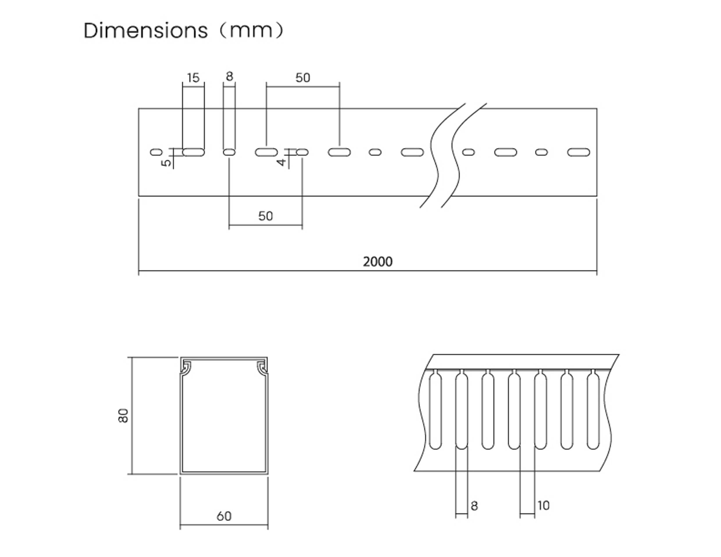 Sygonix SY-6801170 Verdrahtungskanal (L x B x H) 2000 x 60 x 80 mm 5 St. Grau-7