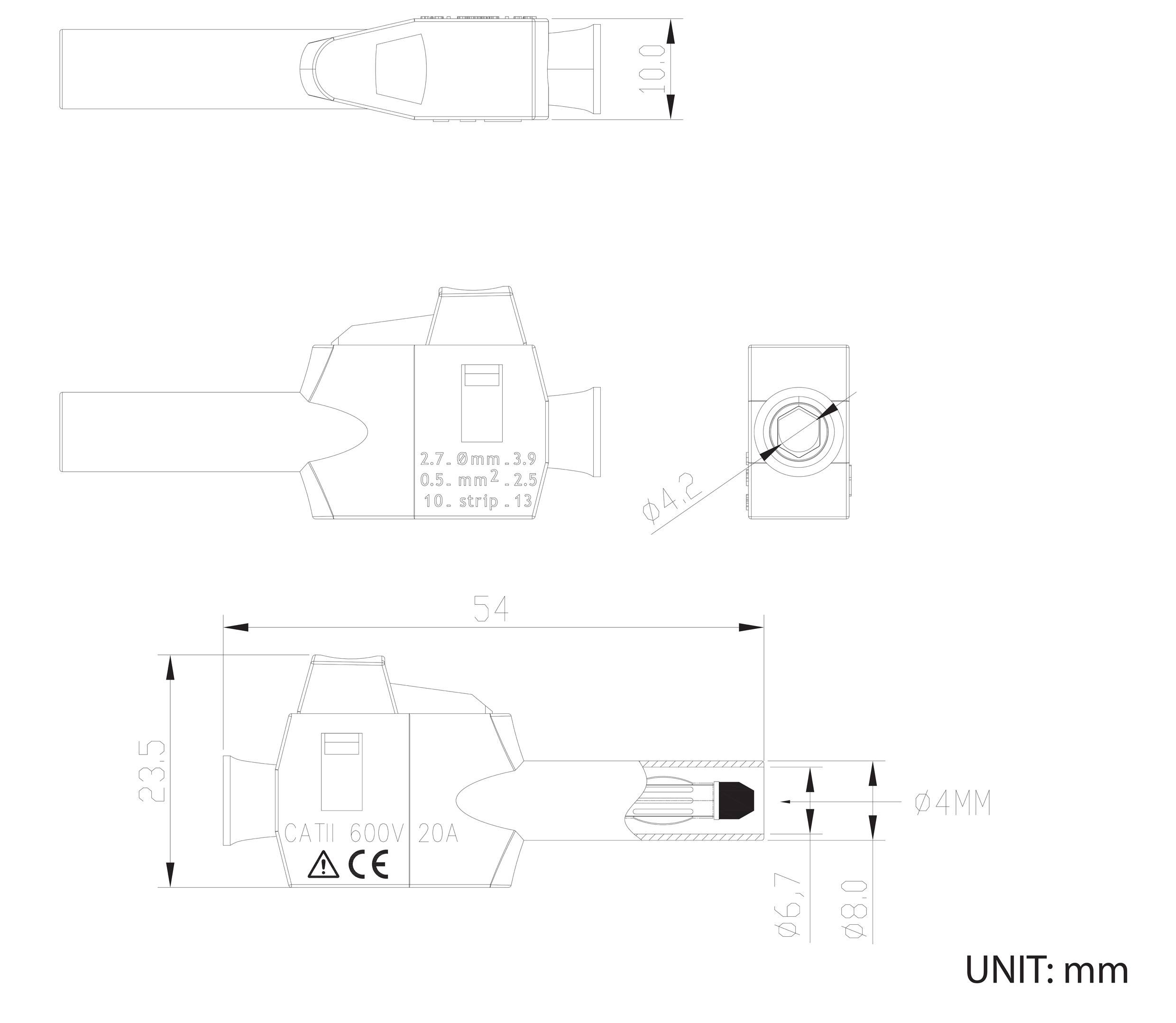 VOLTCRAFT MP-4 Laborstecker mit Klemmanschluss Stecker, gerade Stift-Ø: 4 mm Rot 1 St. Bulk-7