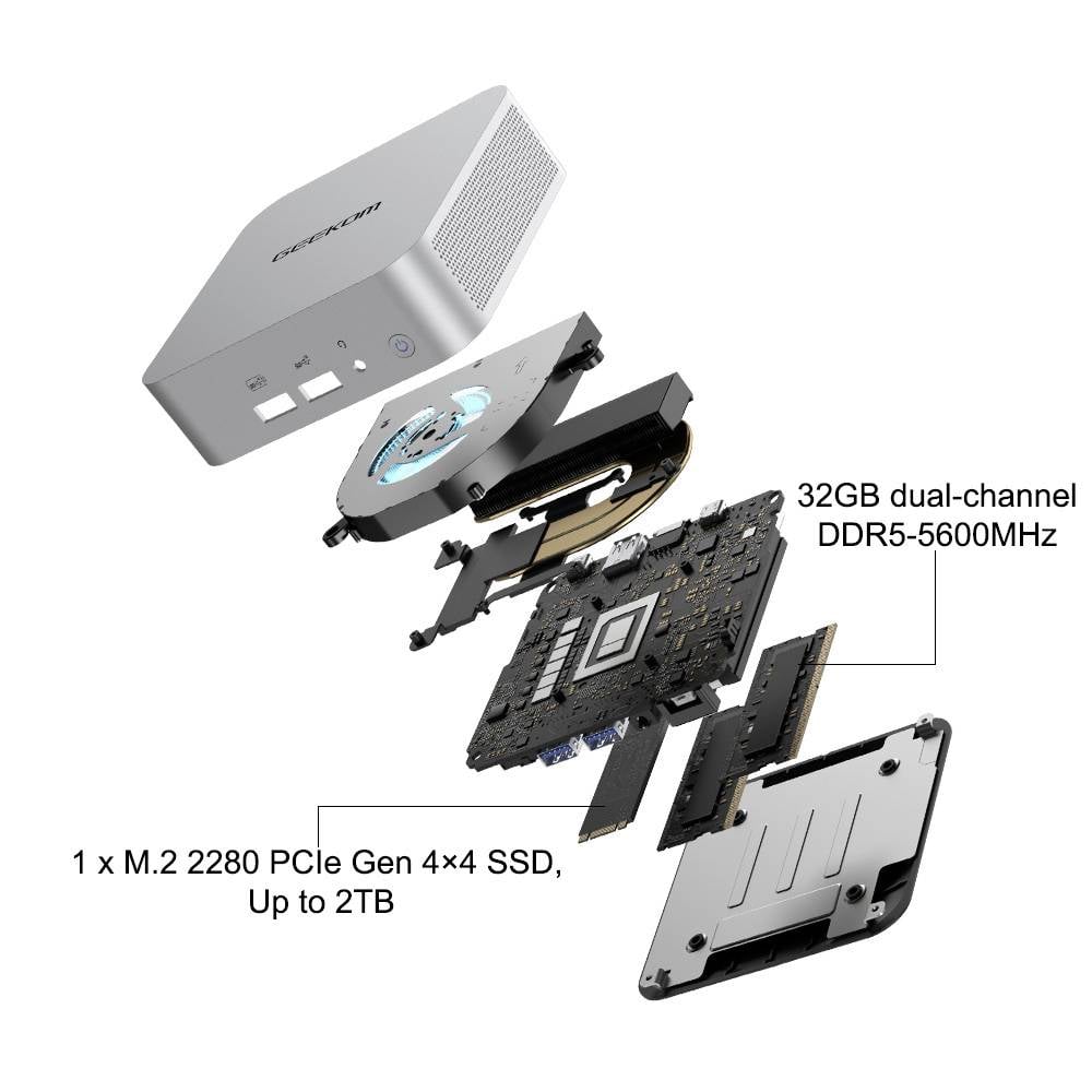 GEEKOM Mini PC Mini A6 AMD Ryzen 7 6800H 32 GB RAM 1 TB SSD AMD