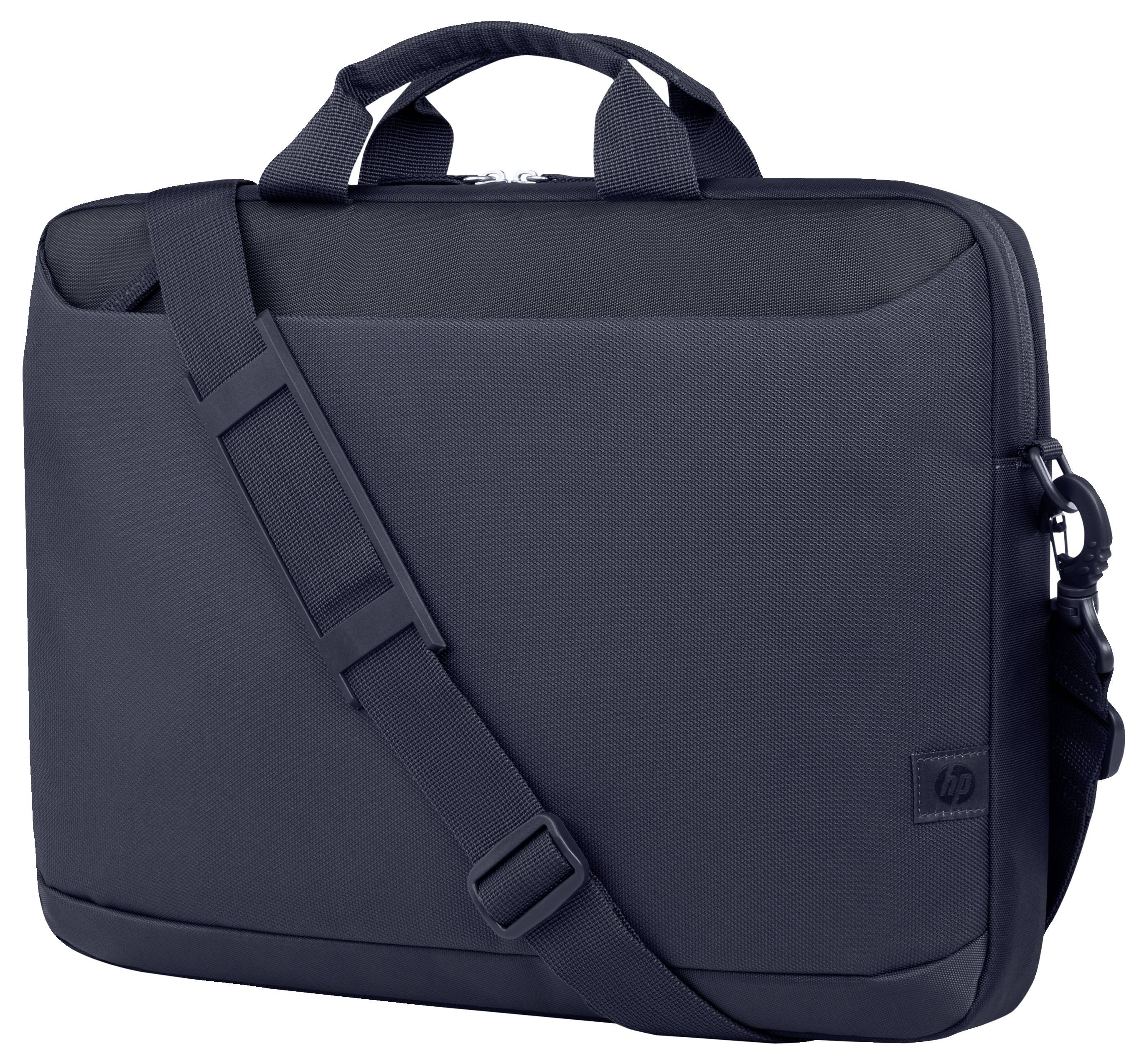 Eine schwarze Laptoptasche mit einem verstellbaren Schultergurt und zwei Griffen. Ideal für den sicheren Transport eines Laptops.