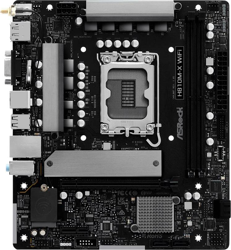 ASRock H810M-X Mainboard Sockel (PC) Intel® LGA 1851 Formfaktor (Details) Micro-ATX Mainboard-Chipsatz Intel® H810-0