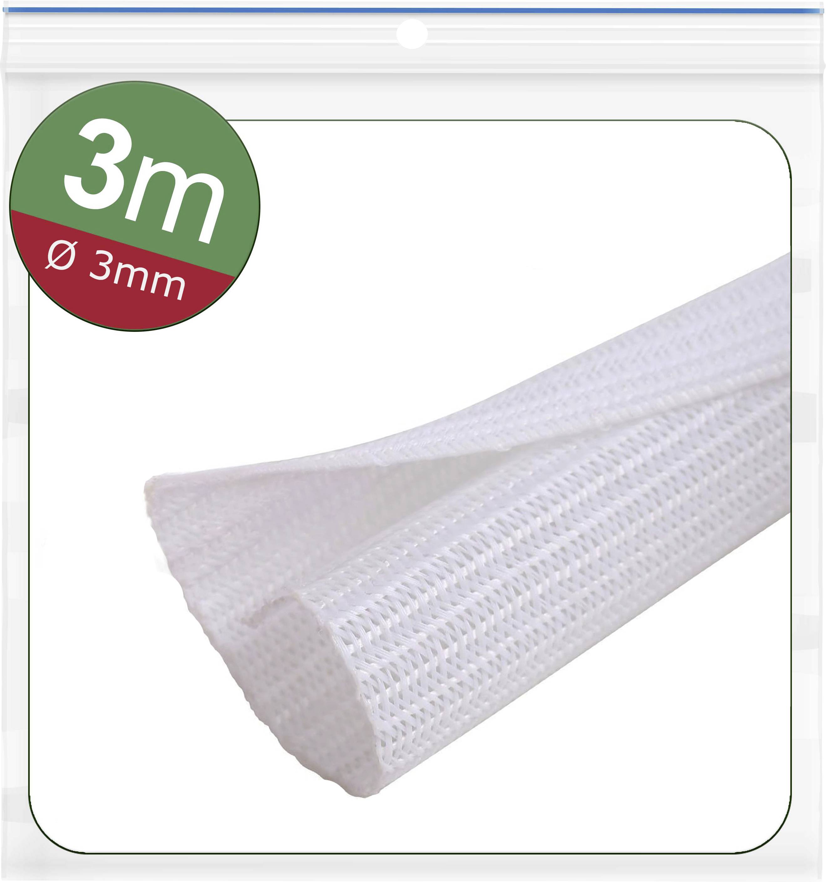 Quadrios 24CA468 24CA468 Geflechtschlauch Weiß Polyester 3 bis 4 mm 3 m