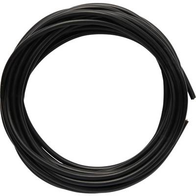 Schwarzes, aufgewickeltes Kabel in kreisförmiger Anordnung.