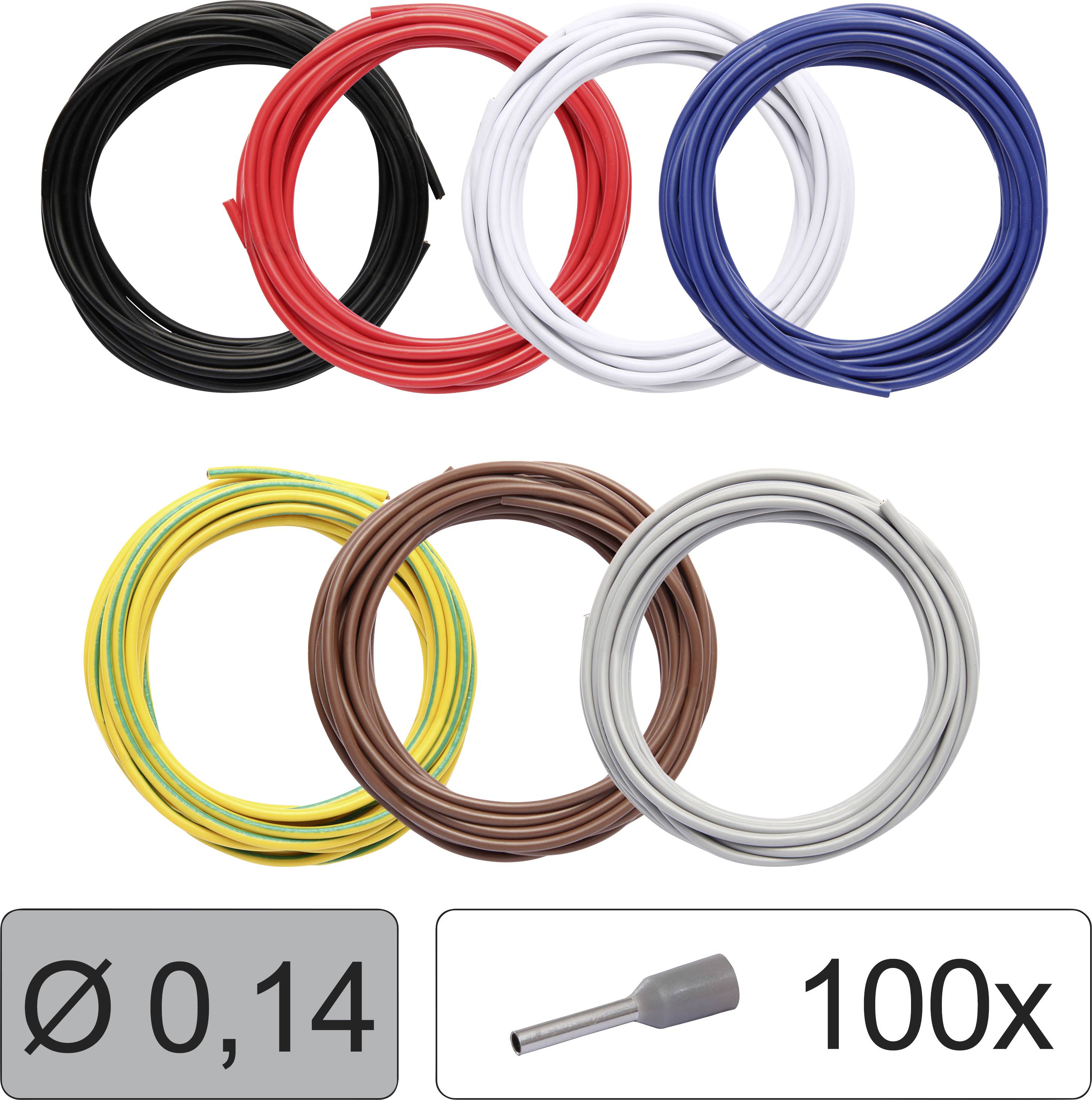 25cw110 Filo Singolo Lify 0.14 Mm² Nero, Rosso, Bianco, Blu, Giallo-verde, Marrone, Grigio 1 Kit - Quadrios