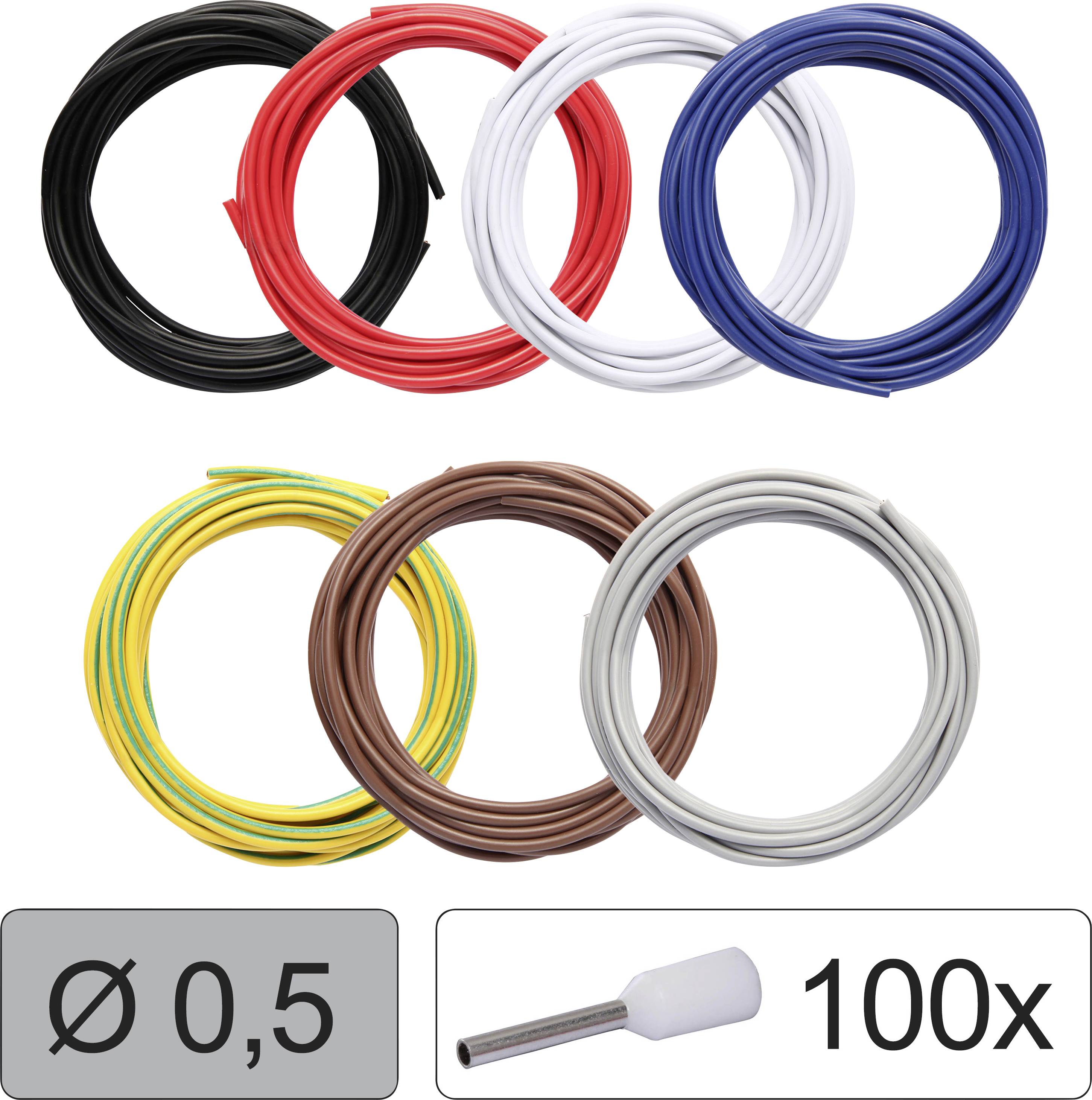 Quadrios 25CW113 Einzelader LiFY 0.5 mm² Schwarz, Rot, Weiß, Blau, Gelb-Grün, Braun, Grau 1 Set