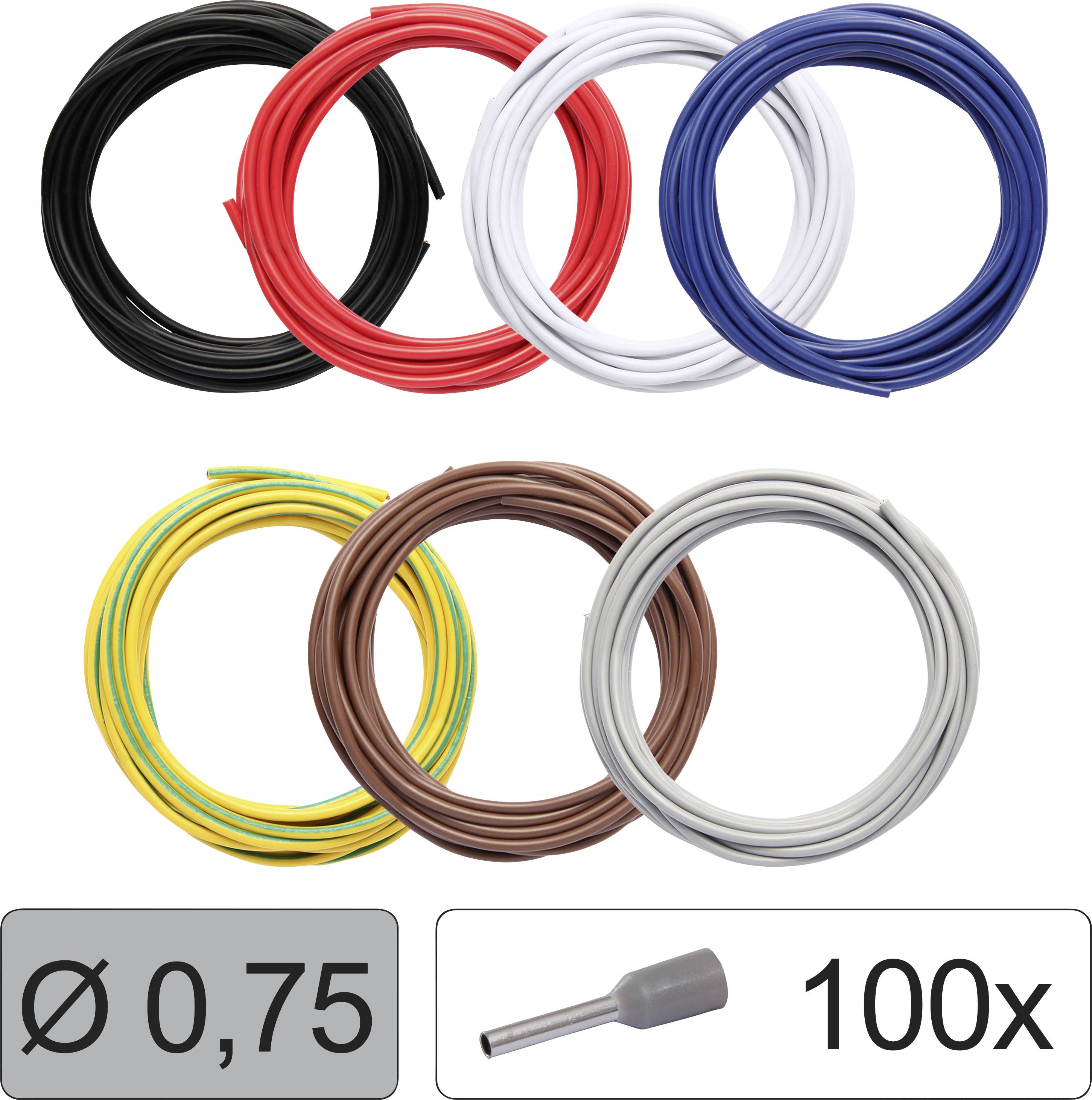 Quadrios 25CW114 Einzelader LiFY 0.75 mm² Schwarz, Rot, Weiß, Blau, Gelb-Grün, Braun, Grau 1 Set