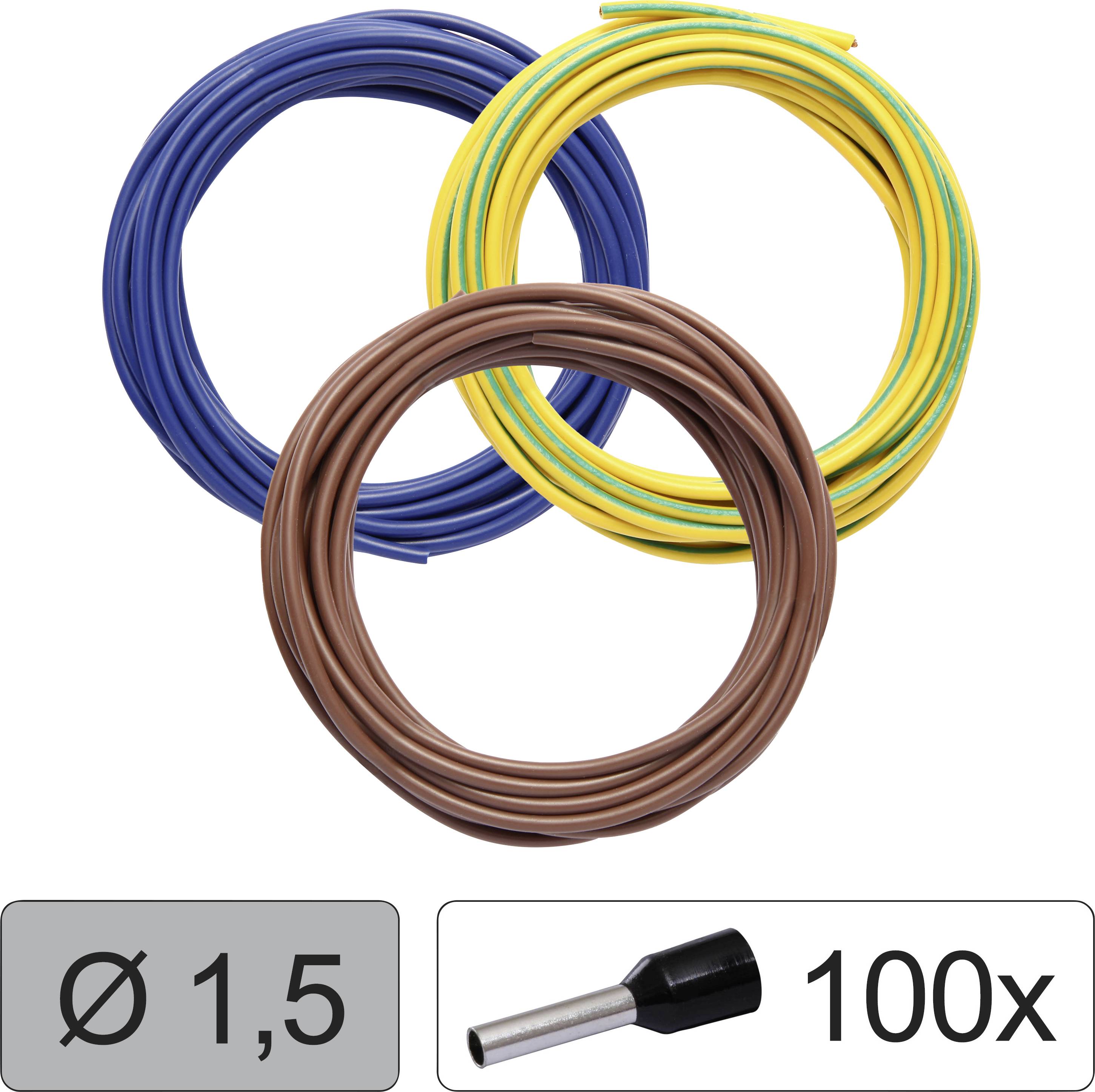 Quadrios 25CW123 Wire LiFY 1.5 mm² Blue Brown Yellow-green 1 Set