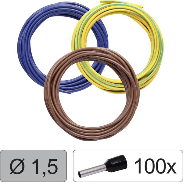 Quadrios 25CW123 Einzelader LiFY 1.5 mm² Blau, Braun, Gelb-Grün 1 Set