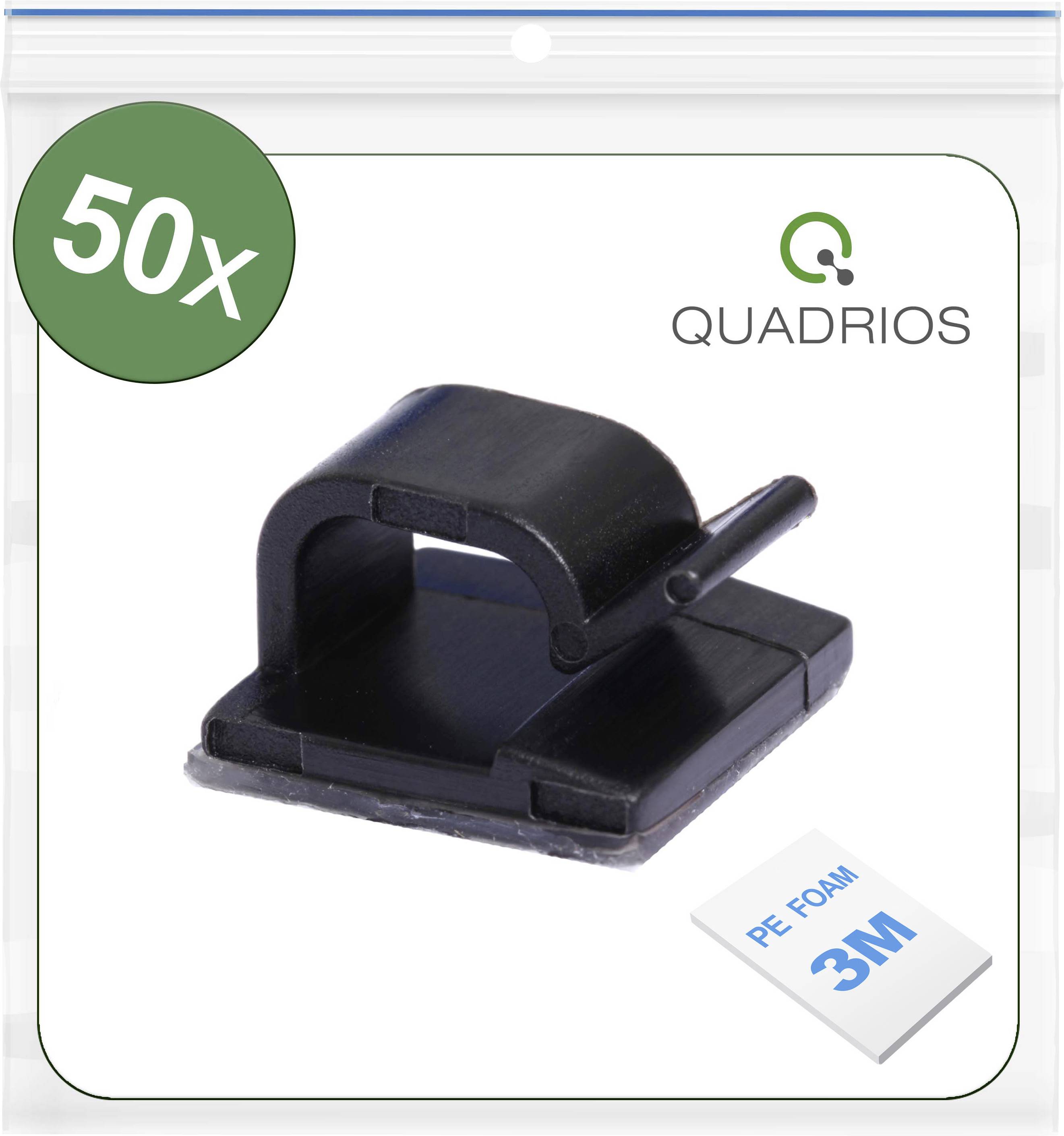Quadrios 25CA476 Kabelclip selbstklebend 25CA476 Bündel-Ø-Bereich 1 bis 7 mm Schwarz 50 St.