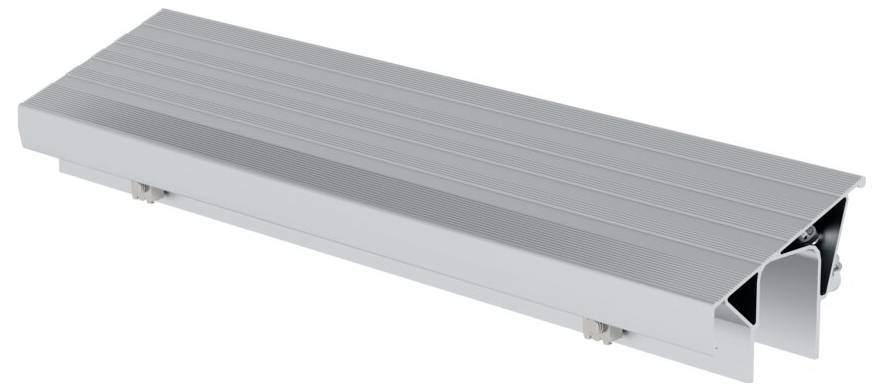 Silbernes, rechteckiges Aluminium-Kabelkanalabdeckung, seitlich montierbar, schützt und organisiert Kabel.