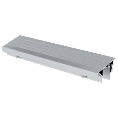 Aluminium-Abdeckung für Bodenkanal, rechteckig, grau, mit Rillenstruktur zur Installation von Kabeln.