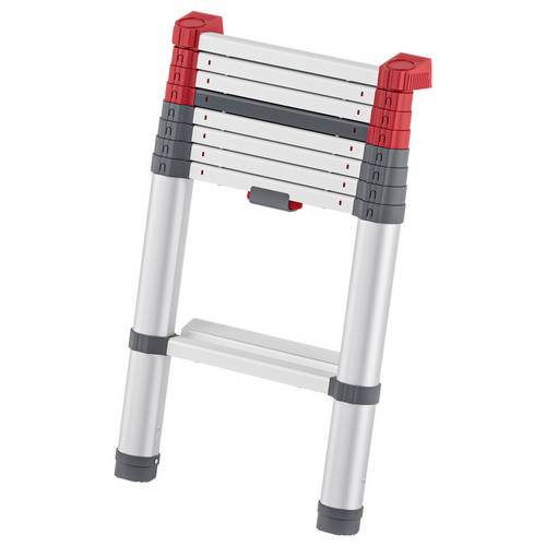 Thumbnail - MUNK Günzburger Steigtechnik 115409 Aluminium, eloxiert, Kunststoff Stufen-Teleskopleiter Arbeitshöhe (max.): 3400 mm