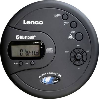Lenco CD-300BK - Tragbarer Bluetooth® CD-MP3-Player mit Anti-Shock Tragbarer CD-Player