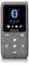 Tragbarer Musikplayer mit Bluetooth-Display. Zeigt Symbole für Musik, Videos und Radio. Markenname unten. Stoffähnliche Oberfläche.