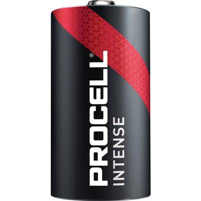 Eine schwarze Batterie mit rotem Detail, beschriftet mit 'PROCELL INTENSE'. Geeignet für Geräte mit hohem Energiebedarf.