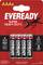 'EVEREADY Super Heavy Duty' AAA-Batterien, 4er-Pack. Verpackung zeigt das Markenlogo und gibt die Haltbarkeit mit 3 Jahren an.