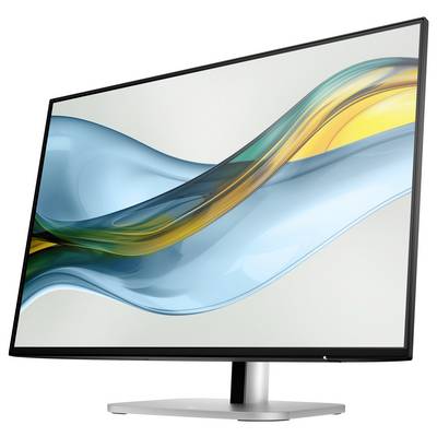 Ein moderner Computerbildschirm mit farbigen Wellen auf dem Display. Das Design zeigt eine beruhigende Mischung aus Blau- und Gelbtönen.