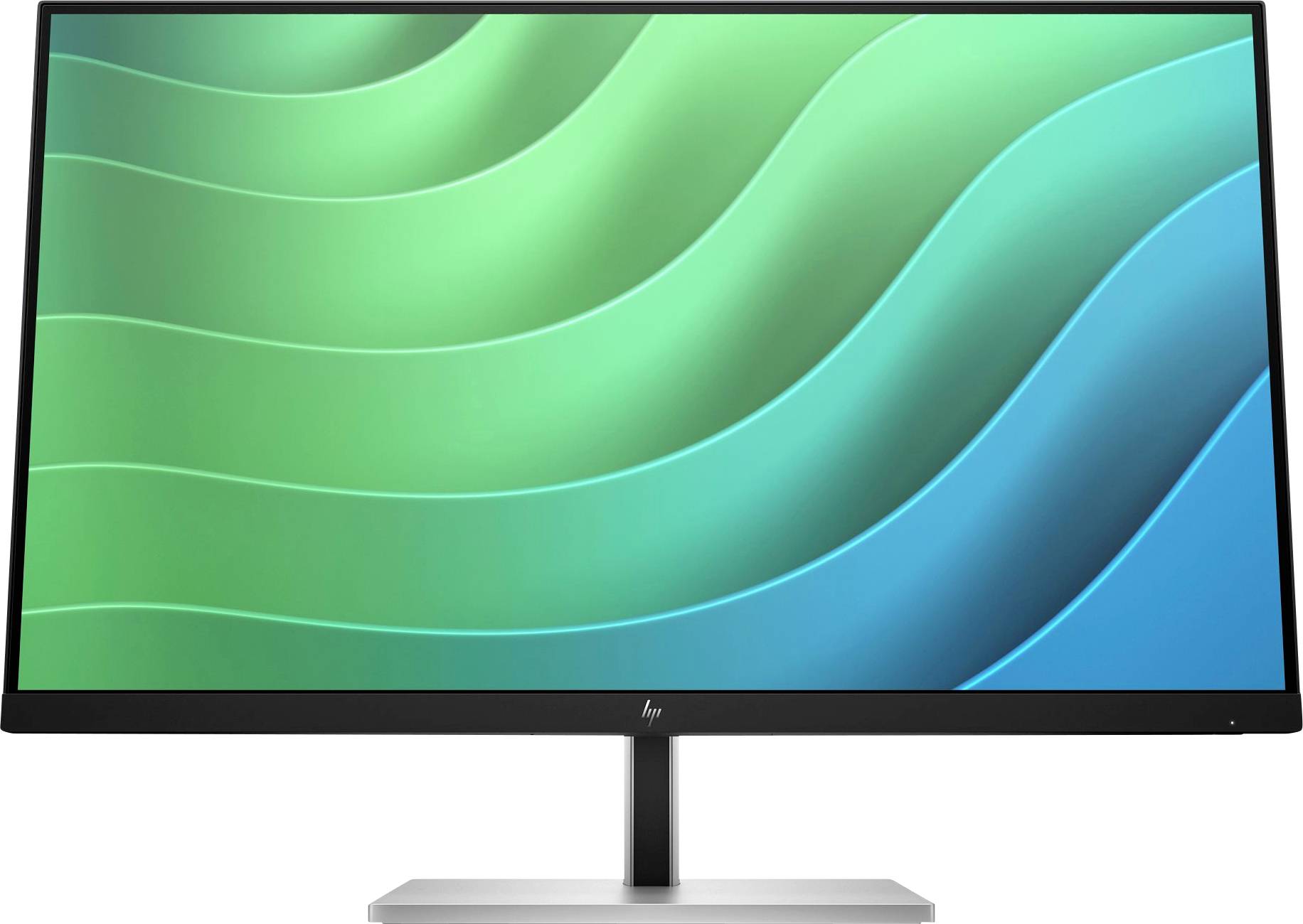 Ein Computerbildschirm zeigt wellenartige grüne und blaue Farbverläufe.
