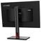 Ein schwarzer Lenovo ThinkVision Monitor von hinten, zeigt den Standfuß und die Rückseite des Bildschirms, minimalistisch gestaltet.