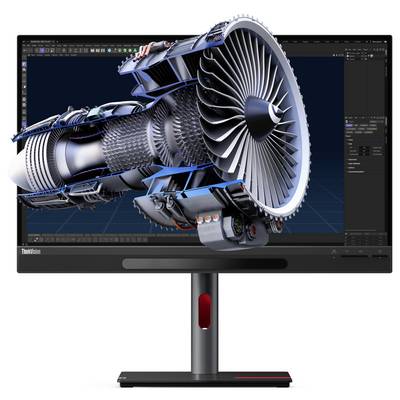 Ein Computermonitor zeigt 3D-Grafiken eines Flugzeugtriebwerksmodells und präsentiert detaillierte Komponenten in einer Design-Software-Oberfläche.