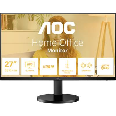 AOC Monitor für Home Office, 27 Zoll (68,6 cm), UHD, HDR10, verstellbarer Standfuß, Lautsprecher, Adaptive Sync.
