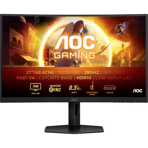 Thumbnail - AOC C27G4ZXU Gaming Monitor EEK E (A - G) 68.6 cm (27 Zoll) 1920 x 1080 Pixel 16:9 0.3 ms DisplayPort, HDMI® VA LED