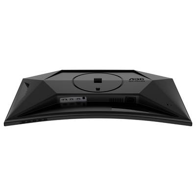 Rückansicht eines AOC-Gaming-Monitors, zeigt Anschlüsse und Lüftungsöffnungen.