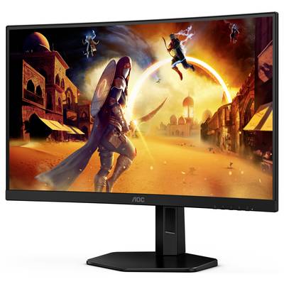Ein Computermonitor zeigt ein fantasievolles Wüstenabenteuer mit Kriegern und einer leuchtenden Stadt im Hintergrund.