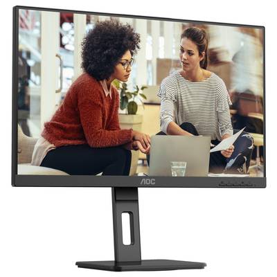 Zwei Menschen sitzen vor einem Laptop und besprechen ein Dokument. Der Monitor im Vordergrund zeigt diese Szene.