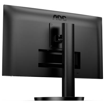 Der Monitor von hinten mit dem Logo 'AOC' und einem stabilen Standfuß, geeignet für den Einsatz im Büro oder Zuhause.