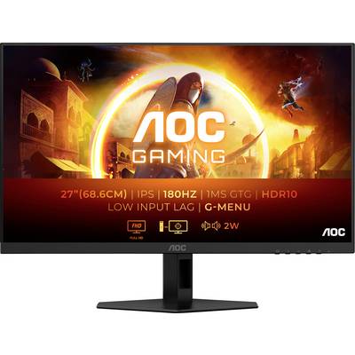 AOC Gaming Monitor mit 27 Zoll (68,6 cm), IPS Display, 180Hz, 1ms Reaktionszeit, HDR10, und G-Menu. Ideal für Gaming.