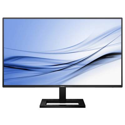 Ein Monitor von Philips mit einem abstrakten blauen und weißen Hintergrund auf dem Bildschirm.
