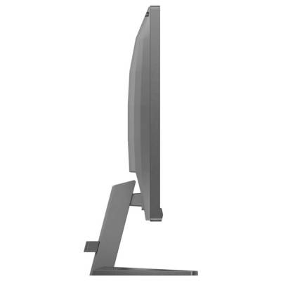 Ein Flachbildschirm in Seitenansicht zeigt das schlanke Design eines modernen Monitors auf einem Standfuß.