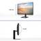 Ein Computerbildschirm zeigt einen Sonnenuntergang am Meer. Die Einstellungsmöglichkeiten des Monitors beinhalten eine Höhenverstellung um 100 mm und eine Neigung von -5 bis 20 Grad.