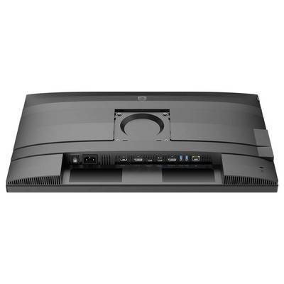'Rückseite eines Computermonitors mit mehreren Anschlussarten, einschließlich HDMI, DisplayPort und USB-Anschlüsse.'