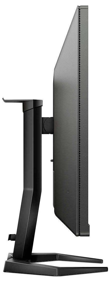 Seitenansicht eines modernen Computermonitors aufrecht stehend, zeigt schlankes Design und dünnen Rahmen.