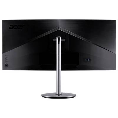Ein Monitor von hinten, zeigt den Standfuß und Anschlüsse auf der Rückseite. Das Acer-Logo ist oben links sichtbar.